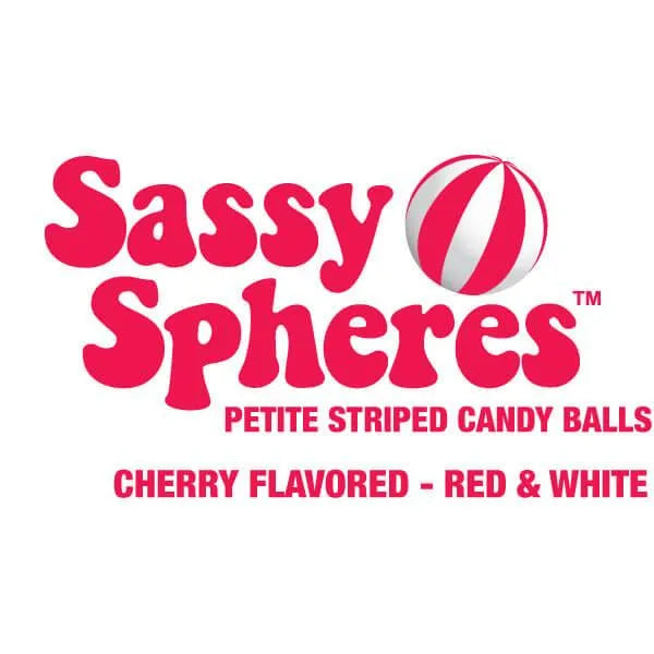 YumJunkie Sassy Spheres Cherry Red Striped Candy Balls - Petite: 5LB Bag