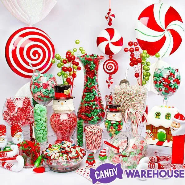 YumJunkie Sassy Spheres Christmas Striped Hard Candy Balls - Petite: 5LB Bag