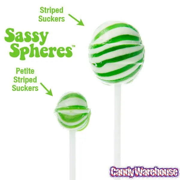 YumJunkie Sassy Spheres Lime Green Striped Ball Lollipops: 100-Piece Bag