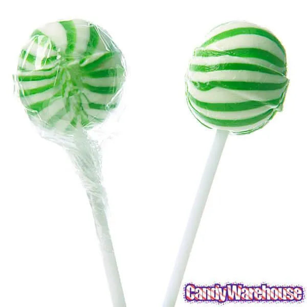 YumJunkie Sassy Spheres Lime Green Striped Ball Lollipops: 100-Piece Bag