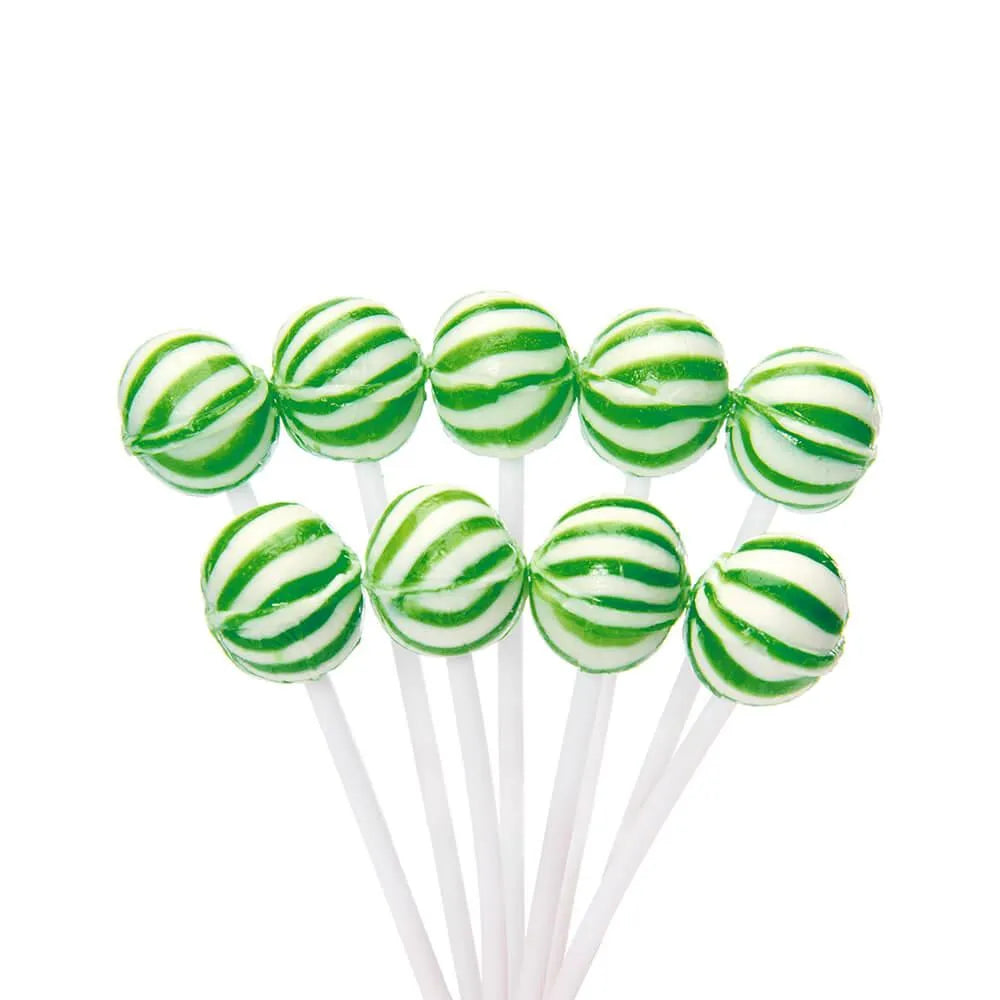 YumJunkie Sassy Spheres Lime Green Striped Ball Lollipops - Petite: 400-Piece Bag