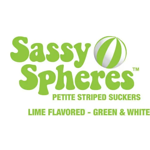 YumJunkie Sassy Spheres Lime Green Striped Ball Lollipops - Petite: 400-Piece Bag