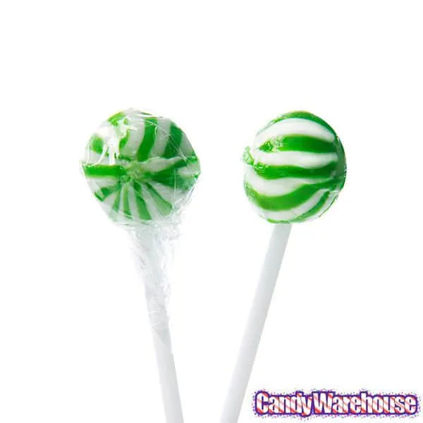 YumJunkie Sassy Spheres Lime Green Striped Ball Lollipops - Petite: 400-Piece Bag