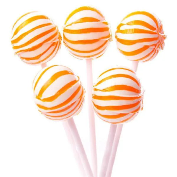 YumJunkie Sassy Spheres Orange Striped Ball Lollipops: 100-Piece Bag