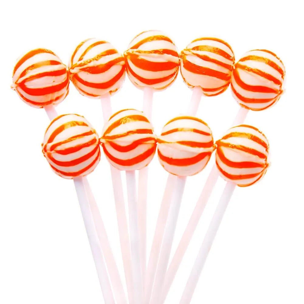 YumJunkie Sassy Spheres Orange Striped Ball Lollipops - Petite: 400-Piece Bag