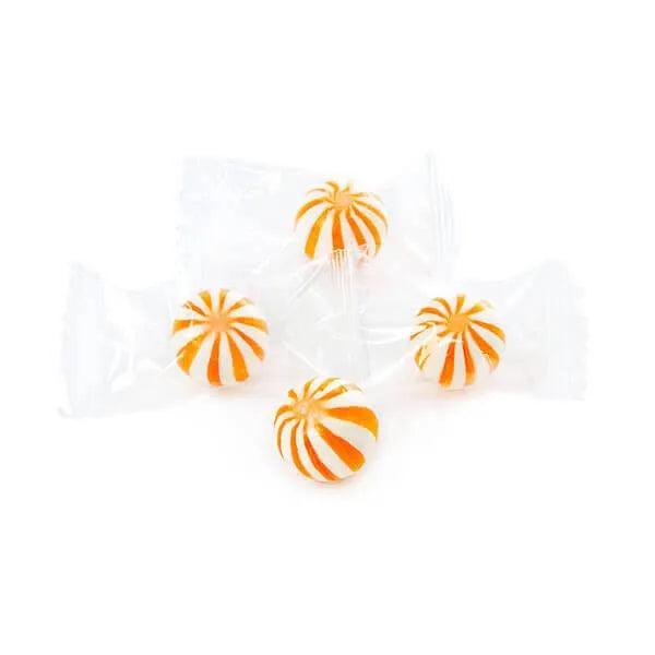 YumJunkie Sassy Spheres Orange Striped Candy Balls - Petite: 5LB Bag