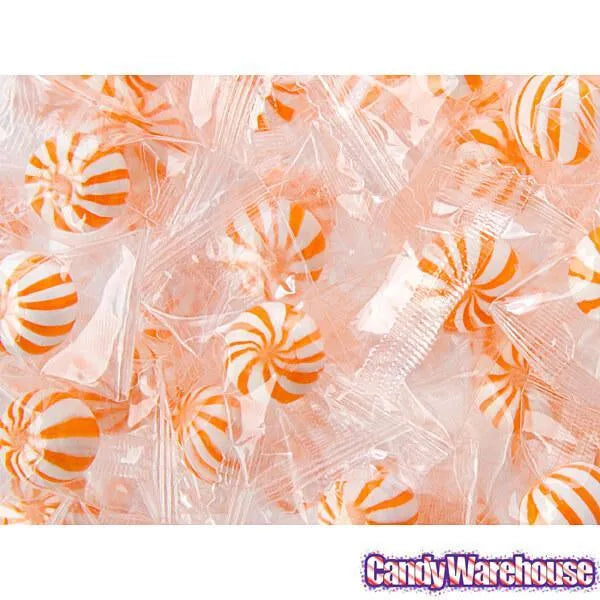 YumJunkie Sassy Spheres Orange Striped Candy Balls - Petite: 5LB Bag