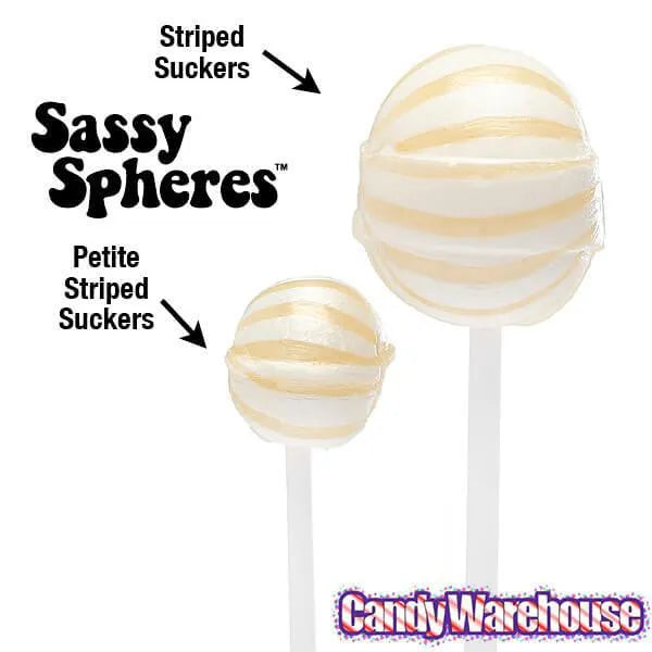 YumJunkie Sassy Spheres Pineapple White Striped Ball Lollipops: 100-Piece Bag