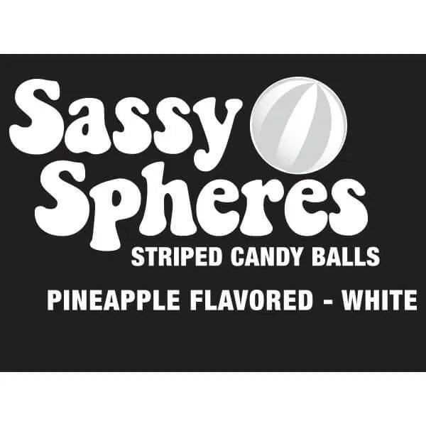 YumJunkie Sassy Spheres Pineapple White Striped Ball Lollipops: 100-Piece Bag