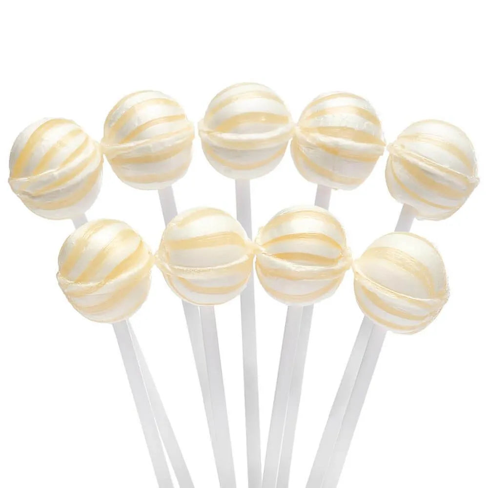 YumJunkie Sassy Spheres Pineapple White Striped Ball Lollipops - Petite: 400-Piece Bag