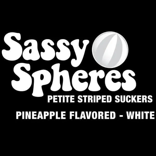 YumJunkie Sassy Spheres Pineapple White Striped Ball Lollipops - Petite: 400-Piece Bag