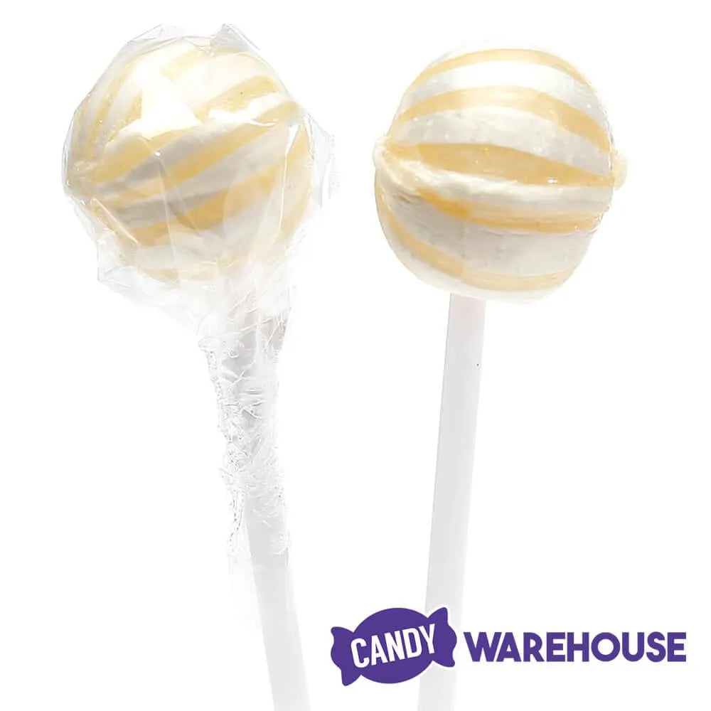 YumJunkie Sassy Spheres Pineapple White Striped Ball Lollipops - Petite: 400-Piece Bag