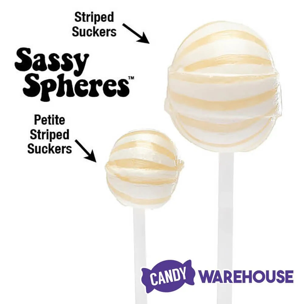 YumJunkie Sassy Spheres Pineapple White Striped Ball Lollipops - Petite: 400-Piece Bag