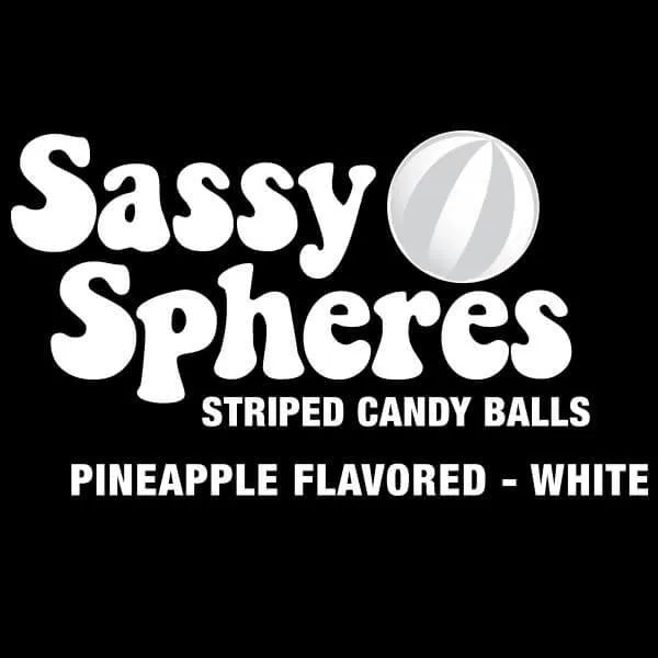 YumJunkie Sassy Spheres Pineapple White Striped Candy Balls: 5LB Bag