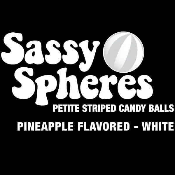 YumJunkie Sassy Spheres Pineapple White Striped Candy Balls - Petite: 5LB Bag