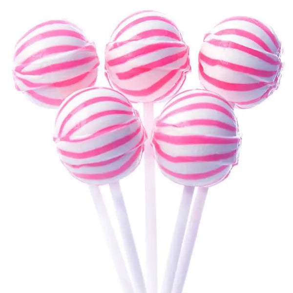 YumJunkie Sassy Spheres Strawberry Pink Striped Ball Lollipops: 100-Piece Bag