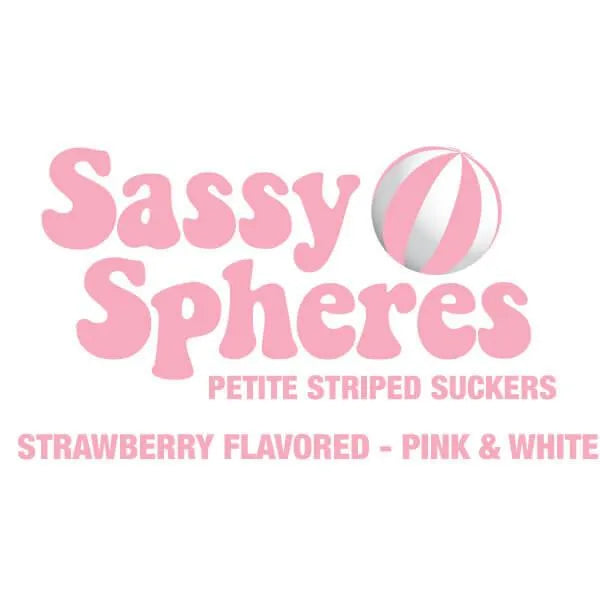 YumJunkie Sassy Spheres Strawberry Pink Striped Ball Lollipops: 100-Piece Bag