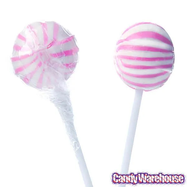 YumJunkie Sassy Spheres Strawberry Pink Striped Ball Lollipops: 100-Piece Bag