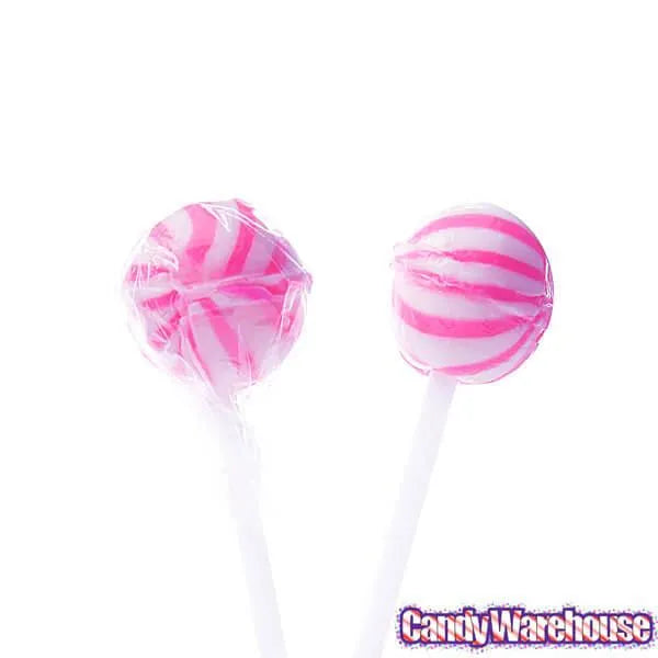 YumJunkie Sassy Spheres Strawberry Pink Striped Ball Lollipops - Petite: 400-Piece Bag