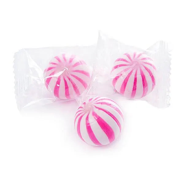 YumJunkie Sassy Spheres Strawberry Pink Striped Candy Balls: 5LB Bag