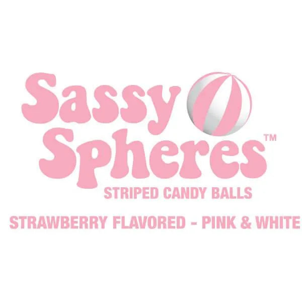 YumJunkie Sassy Spheres Strawberry Pink Striped Candy Balls: 5LB Bag