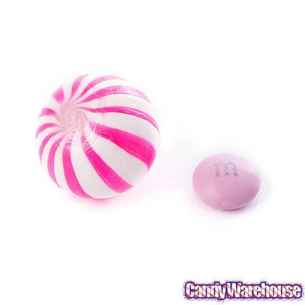 YumJunkie Sassy Spheres Strawberry Pink Striped Candy Balls: 5LB Bag