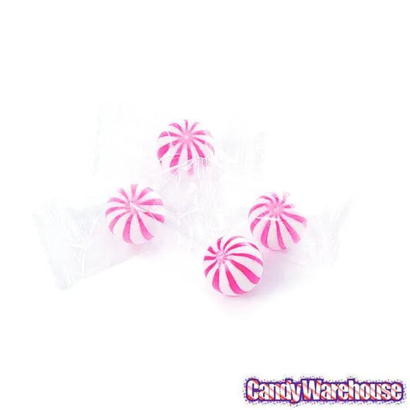 YumJunkie Sassy Spheres Strawberry Pink Striped Candy Balls - Petite: 5LB Bag