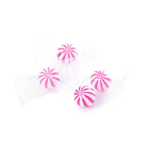 YumJunkie Sassy Spheres Strawberry Pink Striped Candy Balls - Petite: 5LB Bag