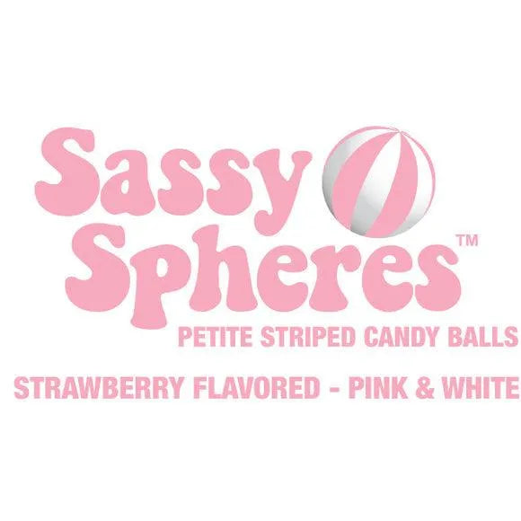 YumJunkie Sassy Spheres Strawberry Pink Striped Candy Balls - Petite: 5LB Bag