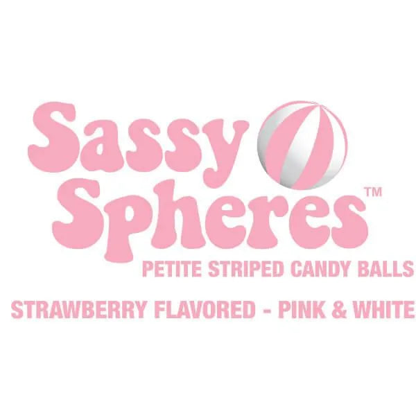 YumJunkie Sassy Spheres Strawberry Pink Striped Candy Balls - Petite: 5LB Bag