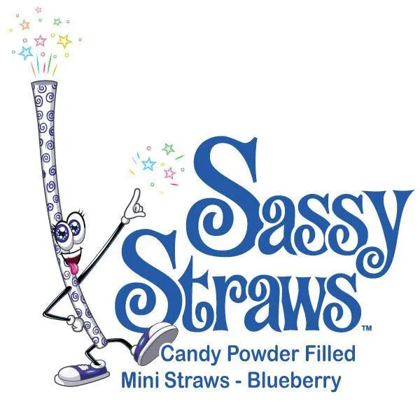 YumJunkie Sassy Straws Candy Powder Filled Mini Straws - Blueberry: 700-Piece Box