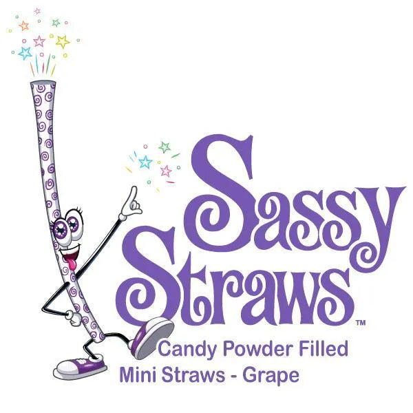 YumJunkie Sassy Straws Candy Powder Filled Mini Straws - Grape: 700-Piece Box