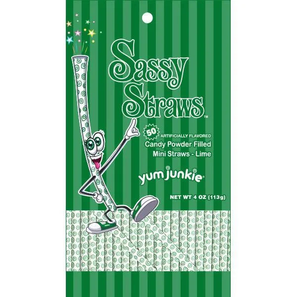 YumJunkie Sassy Straws Candy Powder Filled Mini Straws - Lime: 50-Piece Bag