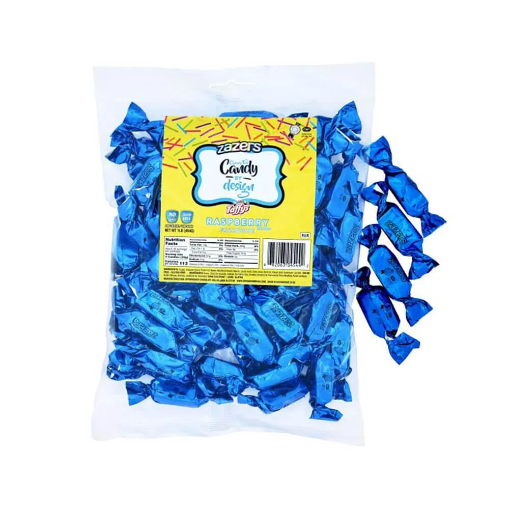 Zazers Blue Foiled Red Raspberry Chewy Candy: 1LB Bag