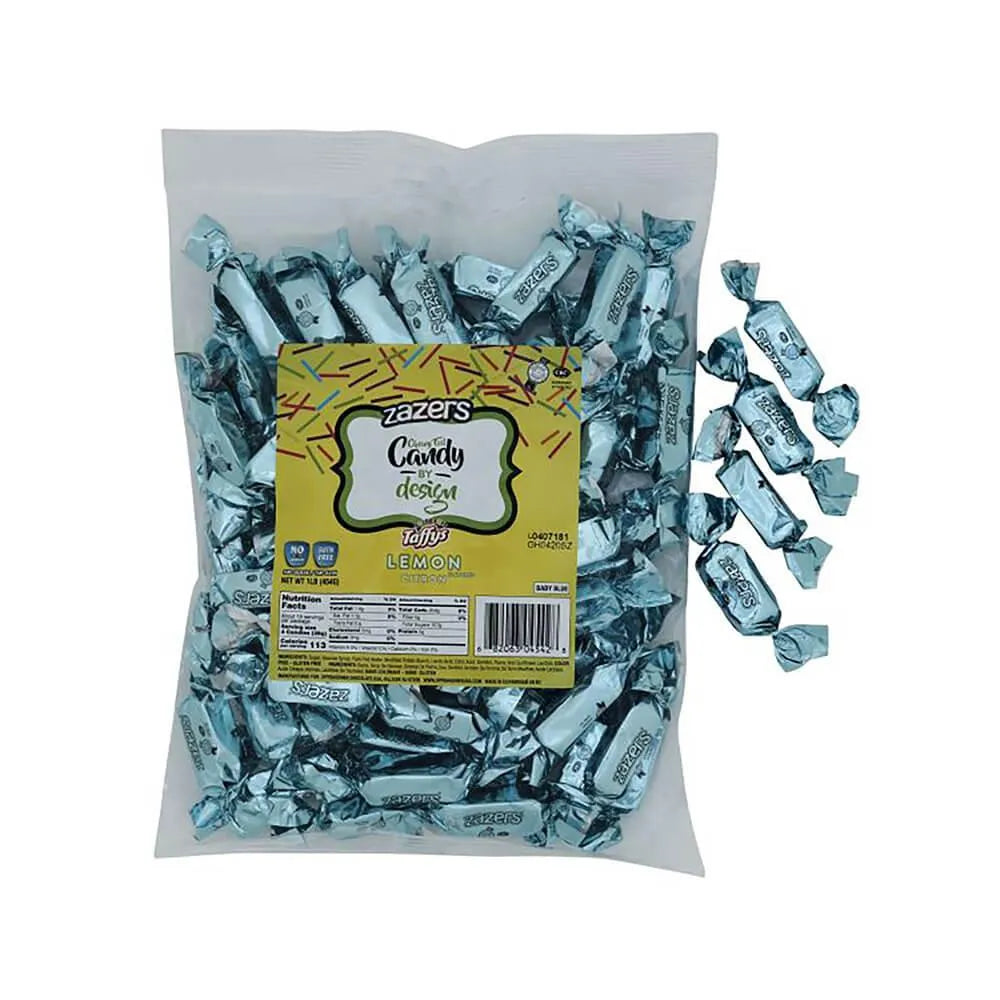 Zazers Light Blue Foil Lemon Chewy Candy: 1LB Bag